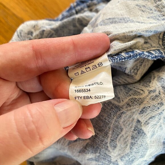 Briggs Women’s Linen Blend Floral Shorts Pockets Navy Blue Tropical Print - Picture 9 of 11